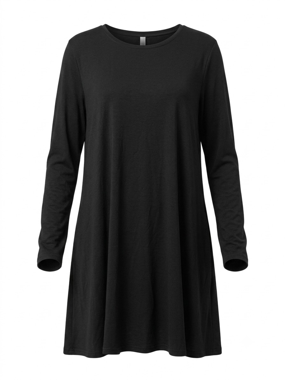 Women's Black Long-Sleeve Swing Tunic